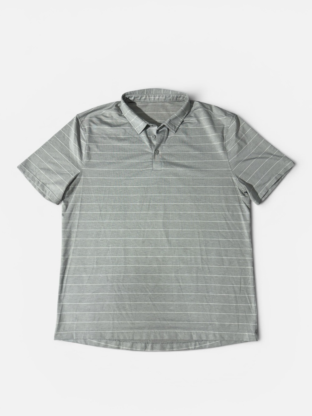Lululemon mens 2XL XXL gray stripe performance golf polo shirt EUC